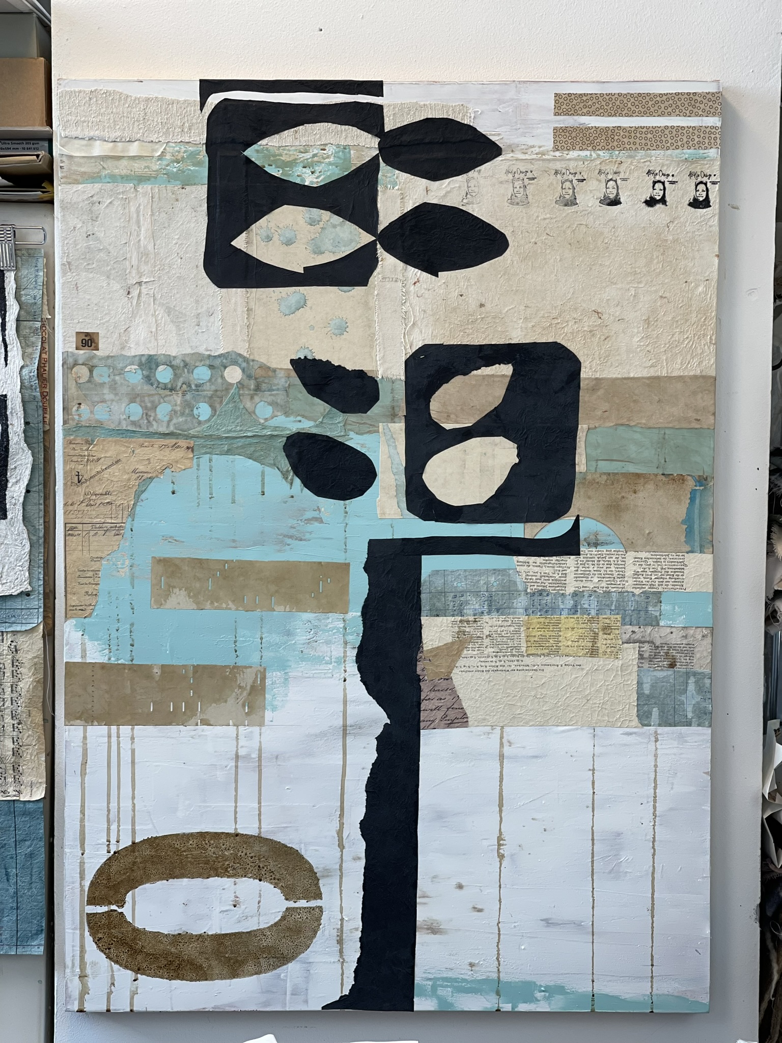 Artistic Hanji paper collage with natural dyes and traditional Korean paper felting techniques